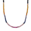 AA Mehrfarbig Saphir Halskette ca. 45 cm 925 Silber rhodiniert ca. 47,00 ct.