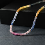 AA Mehrfarbig Saphir Halskette ca. 45 cm 925 Silber rhodiniert ca. 47,00 ct.