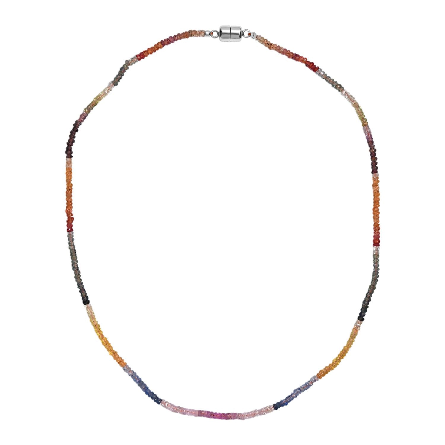 AA Mehrfarbig Saphir Halskette ca. 45 cm 925 Silber rhodiniert ca. 47,00 ct.