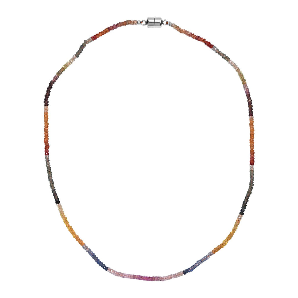 AA Mehrfarbig Saphir Halskette ca. 45 cm 925 Silber rhodiniert ca. 47,00 ct.