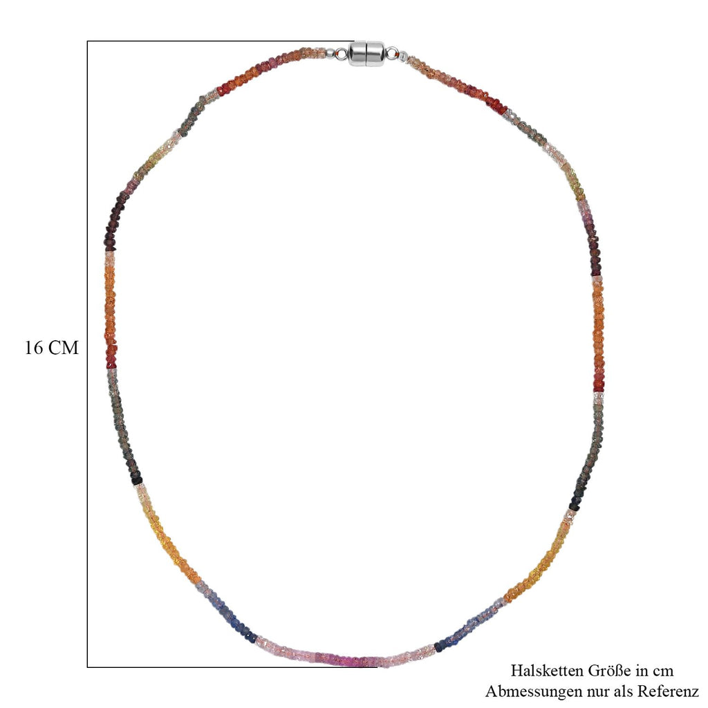 AA Mehrfarbig Saphir Halskette ca. 45 cm 925 Silber rhodiniert ca. 47,00 ct.