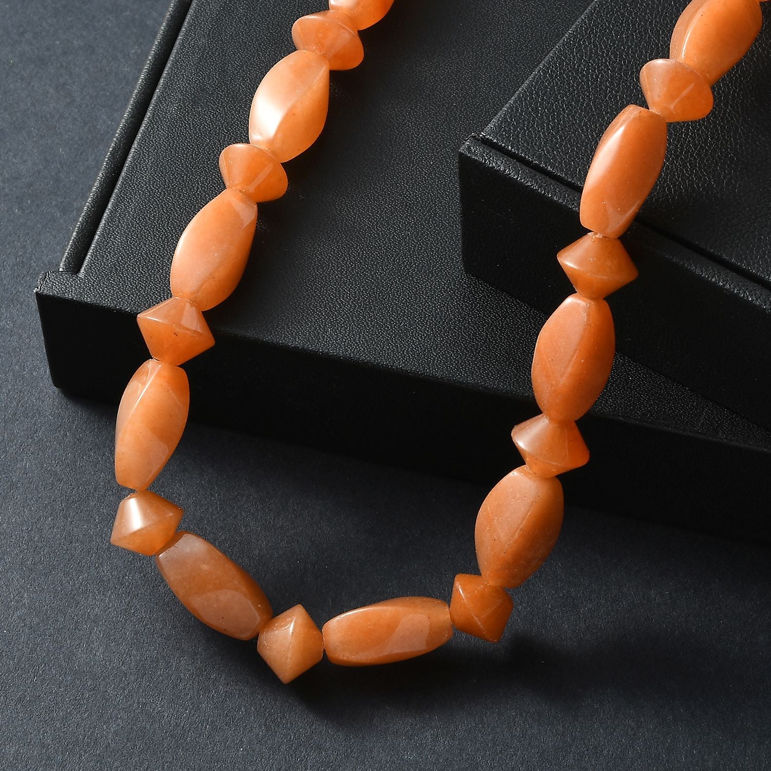 Rotes Aventurin Halskette ca. 45 cm Nickelfreies Messing platiniert ca. 240.00 ct