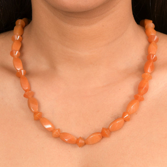 Rotes Aventurin Halskette ca. 45 cm Nickelfreies Messing platiniert ca. 240.00 ct