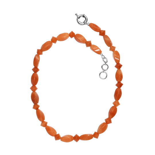 Rotes Aventurin Halskette ca. 45 cm Nickelfreies Messing platiniert ca. 240.00 ct