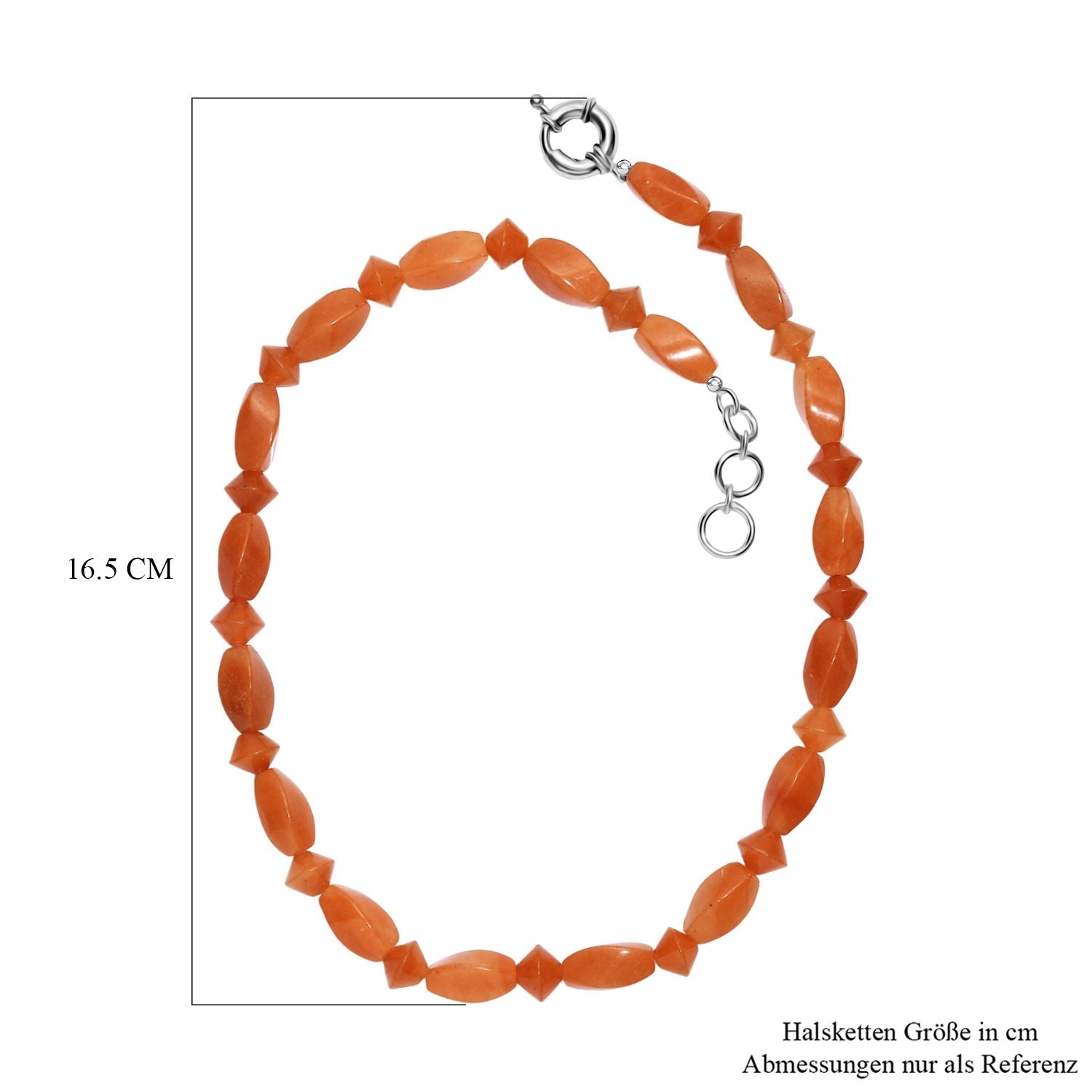 Rotes Aventurin Halskette ca. 45 cm Nickelfreies Messing platiniert ca. 240.00 ct