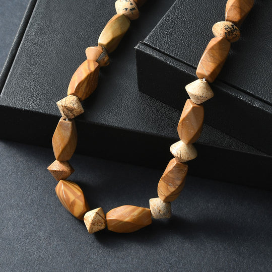 Erdnuss Holz Jaspis Halskette ca. 45 cm Nickelfreies Messing platiniert ca. 220.00 ct