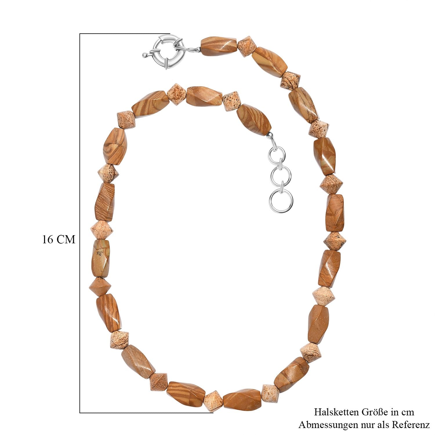 Erdnuss Holz Jaspis Halskette ca. 45 cm Nickelfreies Messing platiniert ca. 220.00 ct