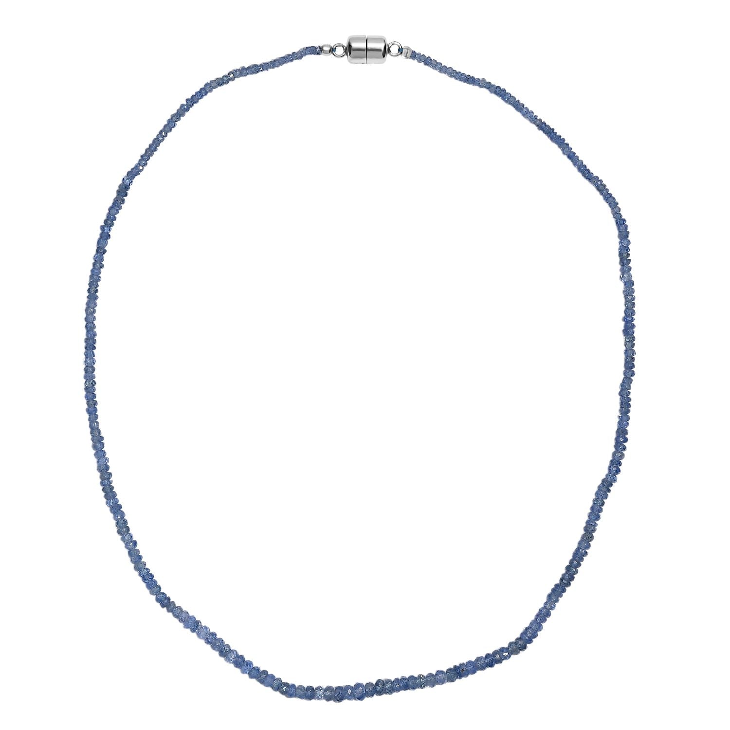 AA Ceylon-Saphir Halskette ca. 45 cm 925 Silber rhodiniert ca. 43,00 ct.