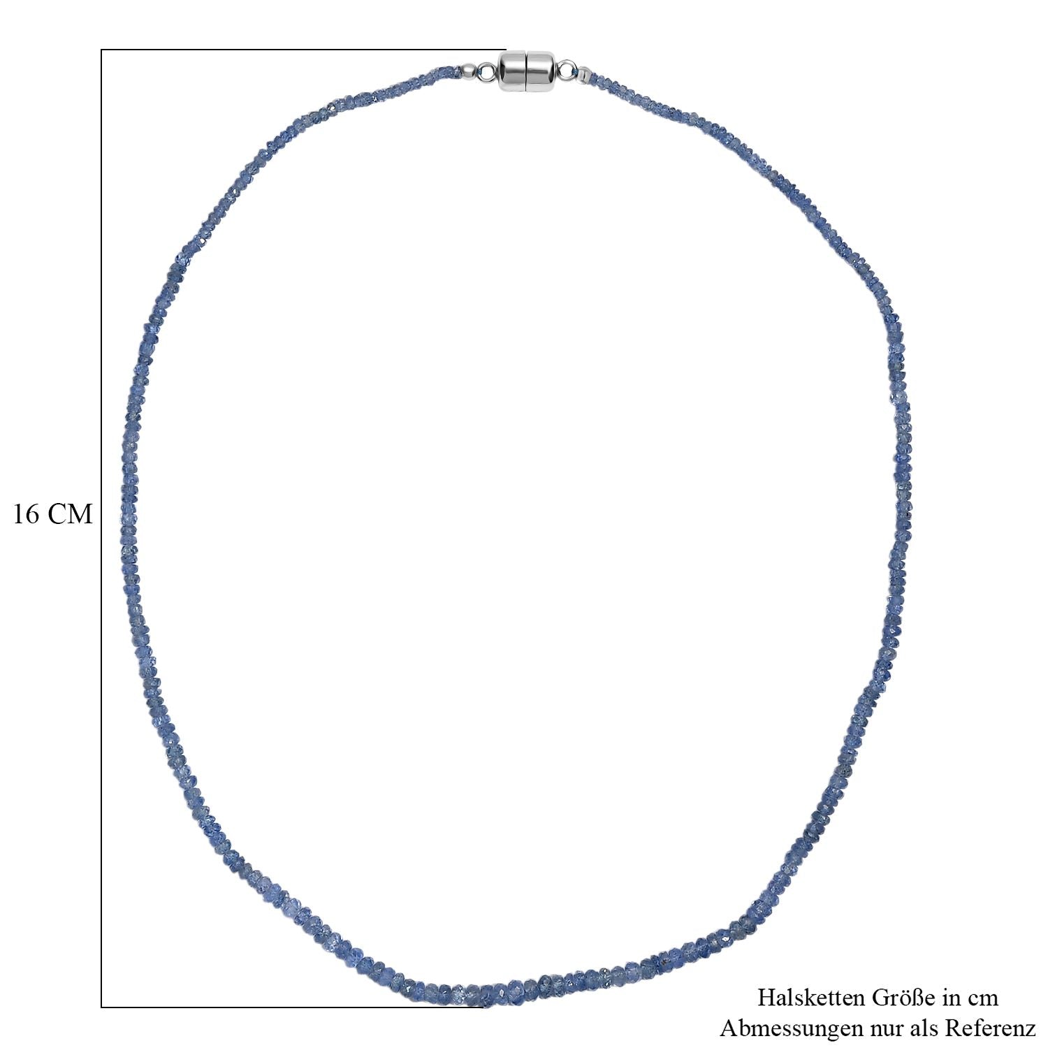 AA Ceylon-Saphir Halskette ca. 45 cm 925 Silber rhodiniert ca. 43,00 ct.