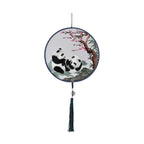 LIVMORE - Handstickerei-Wanddekoration aus 100% Seide mit Jade-Quaste, 20 cm, Panda-Motiv
