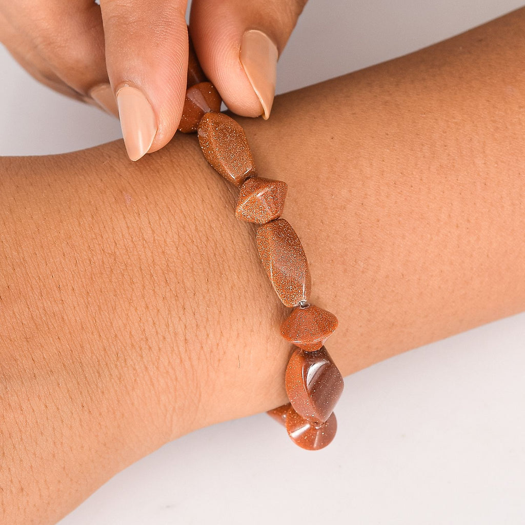 Gold Sandstein Armband Flexibel (18 cm), ca. 100.00 ct