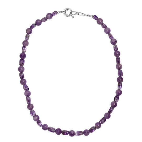 AA Rosa Amethyst Halskette ca. 50 cm Nickelfreies Messing platiniert ca. 300.00 ct