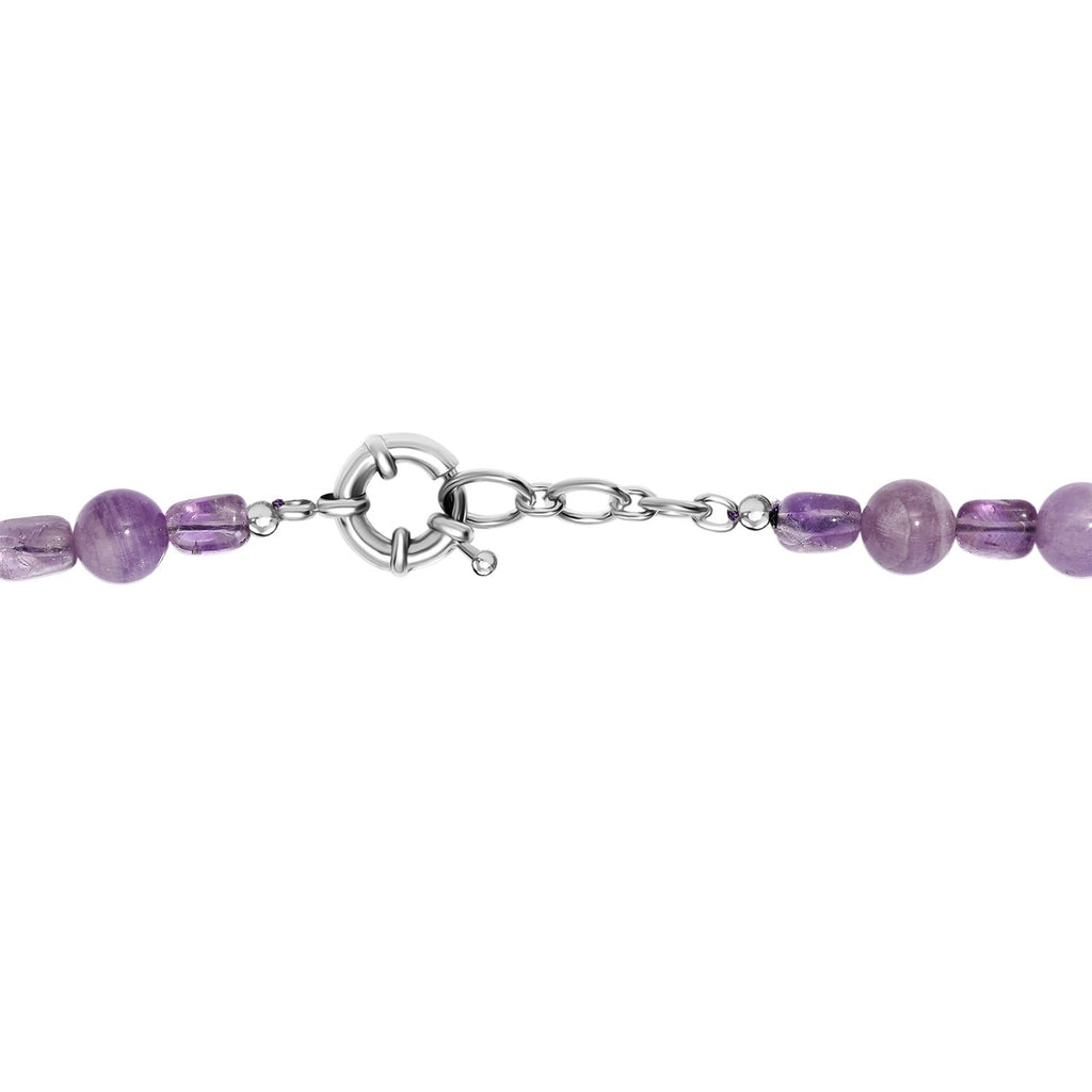 AA Rosa Amethyst Halskette ca. 50 cm Nickelfreies Messing platiniert ca. 300.00 ct