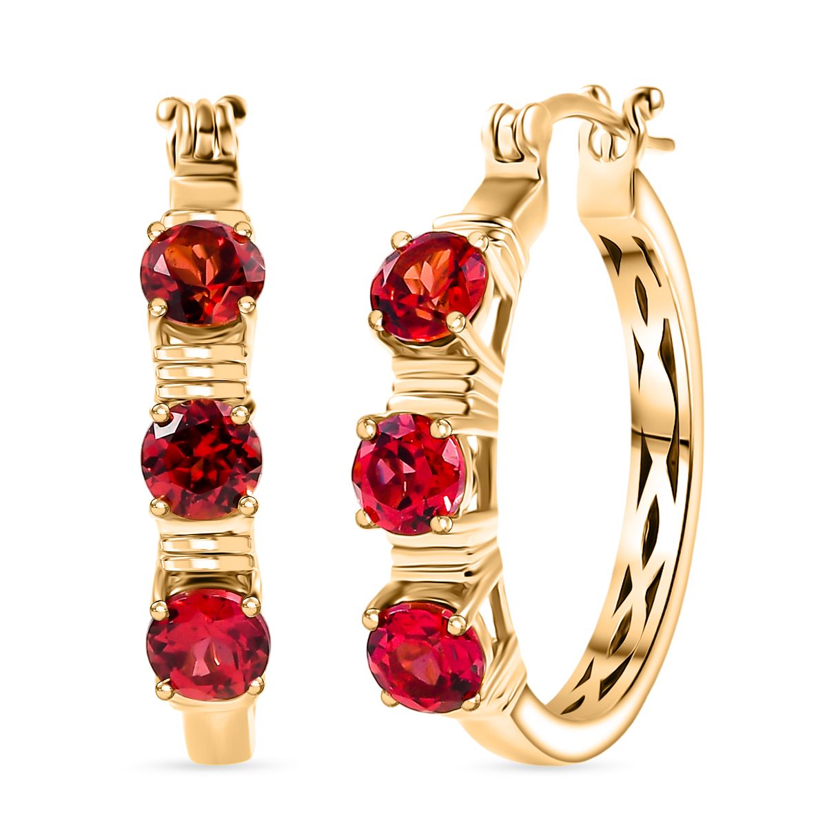 D'joy Lab Grown Padparadscha-Saphir Ohrringe 925 Silber 750 Gelbgold Vermeil ca. 4.48 ct
