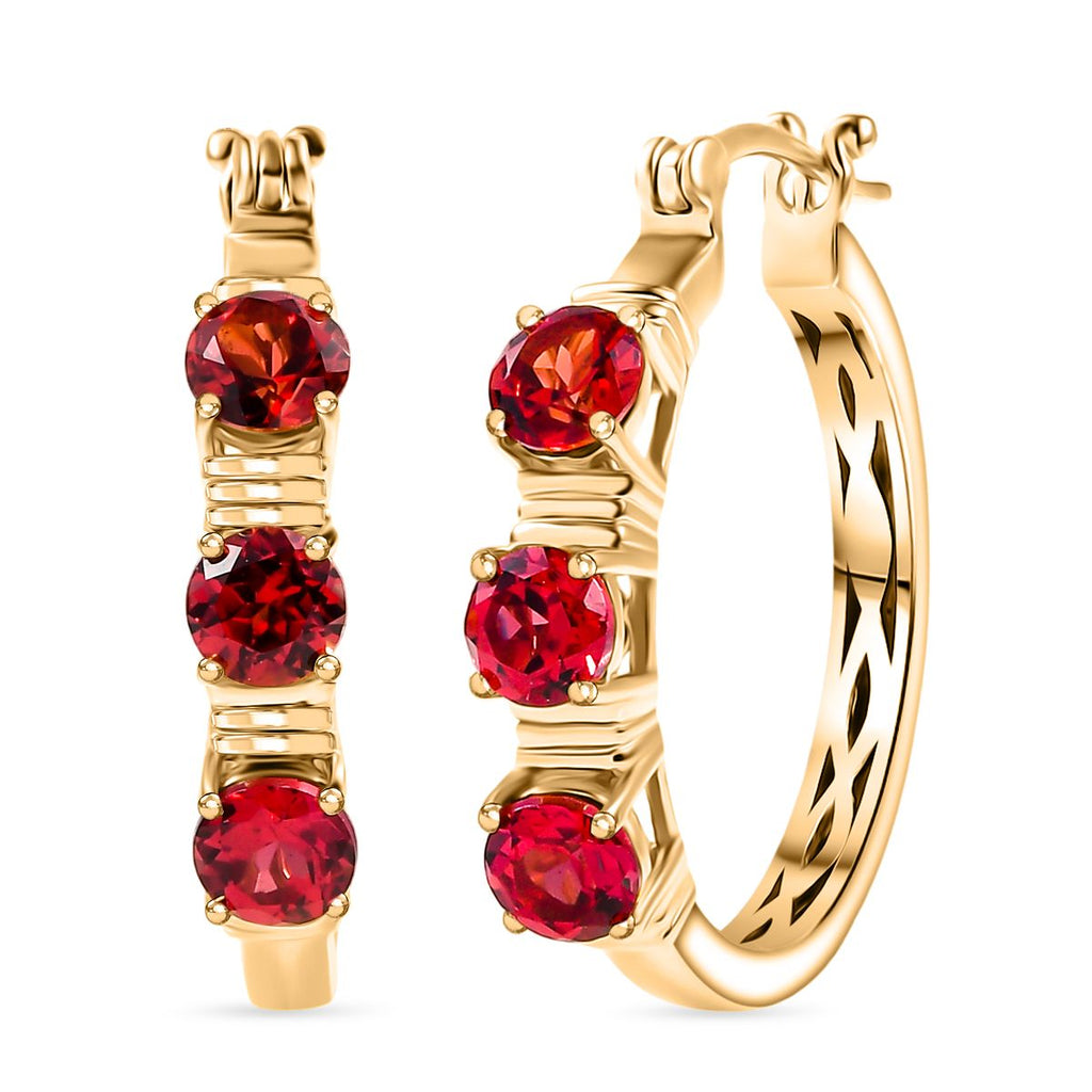 D'joy Lab Grown Padparadscha-Saphir Ohrringe 925 Silber 750 Gelbgold Vermeil ca. 4.48 ct