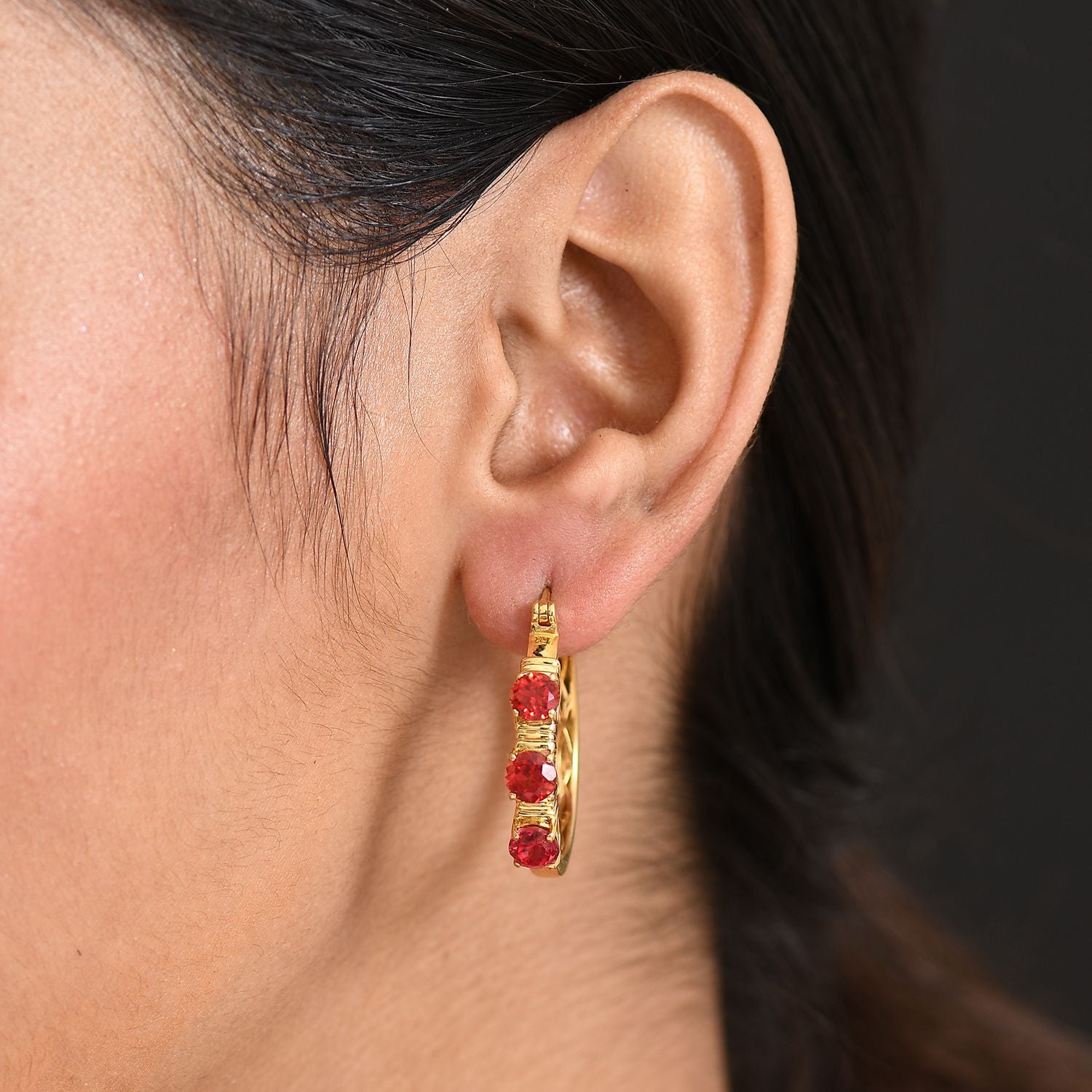 D'joy Lab Grown Padparadscha-Saphir Ohrringe 925 Silber 750 Gelbgold Vermeil ca. 4.48 ct