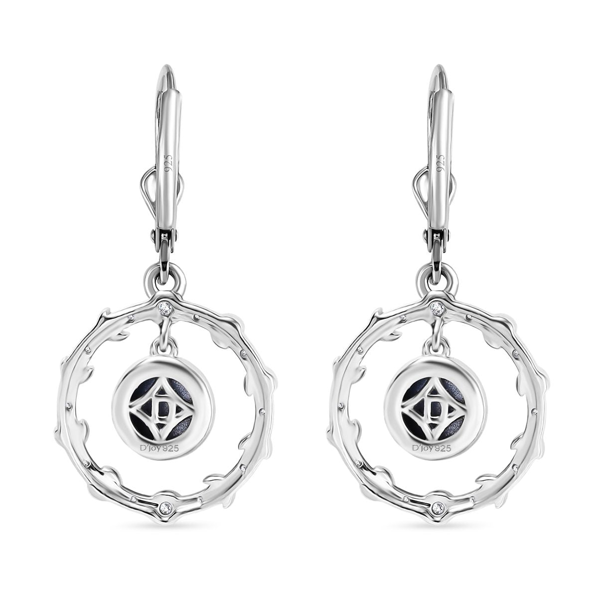 D'Joy Aurora Mondstein, Weißer Zirkon Ohrringe 925 Silber rhodiniert ca. 2.13 ct