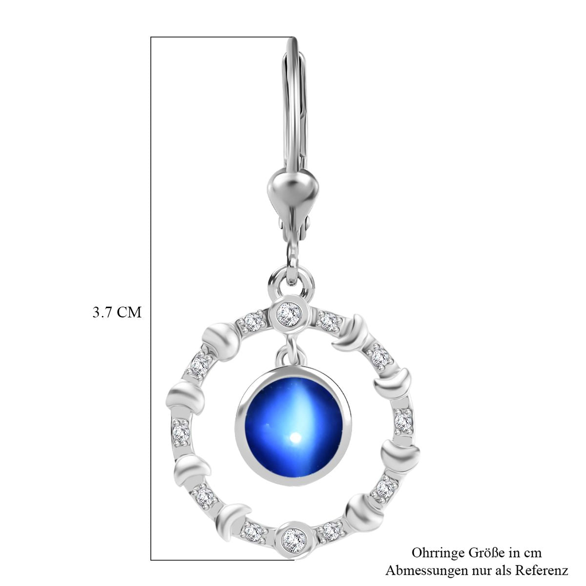 D'Joy Aurora Mondstein, Weißer Zirkon Ohrringe 925 Silber rhodiniert ca. 2.13 ct