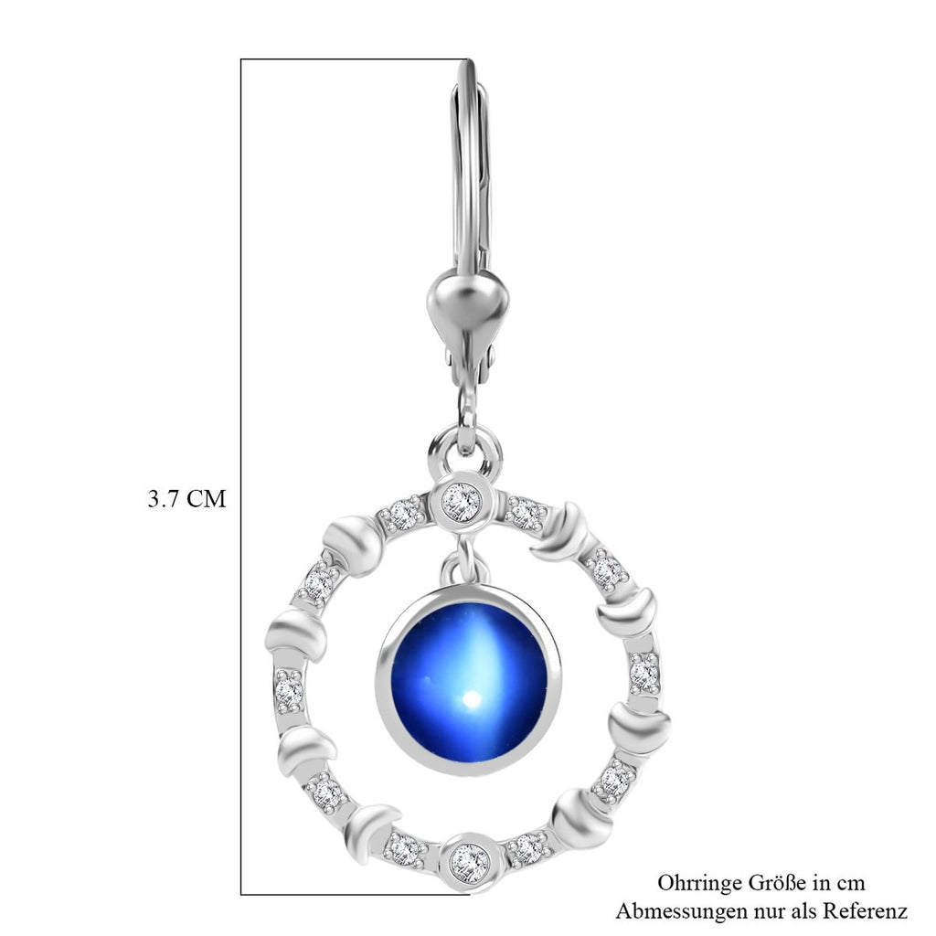 D'Joy Aurora Mondstein, Weißer Zirkon Ohrringe 925 Silber rhodiniert ca. 2.13 ct