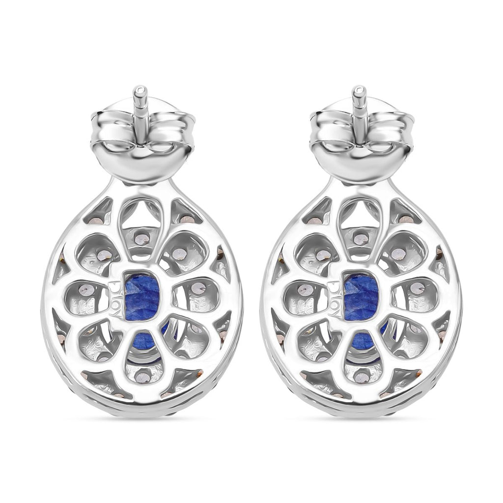 D'Joy Masoala Saphir (Fissure gefüllt), Kaffee Zirkon Ohrringe 925 Silber rhodiniert ca. 2.73 ct