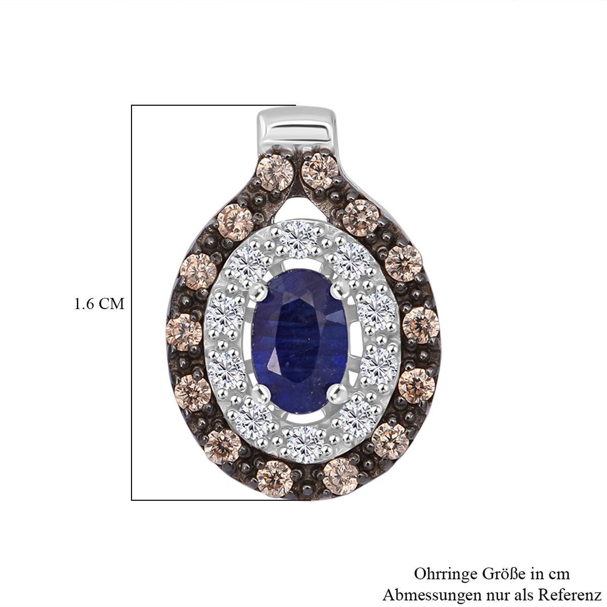 D'Joy Masoala Saphir (Fissure gefüllt), Kaffee Zirkon Ohrringe 925 Silber rhodiniert ca. 2.73 ct