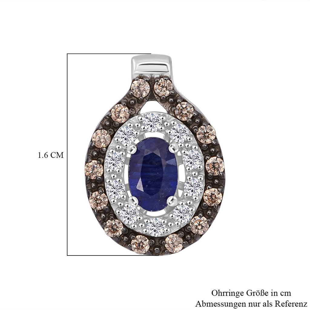 D'Joy Masoala Saphir (Fissure gefüllt), Kaffee Zirkon Ohrringe 925 Silber rhodiniert ca. 2.73 ct
