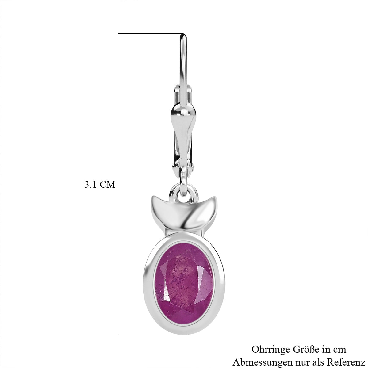 D'Joy Ilakaka Rosa Saphir (Fissure gefüllt) Ohrringe 925 Silber rhodiniert ca. 4,05 ct.