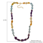 Aquamarin, Afrikanischer Amethyst, Citrin Halskette ca. 45 cm mit 5 cm extender, 925 Silber 750 Gelbgold Vermeil ca. 130.00 ct