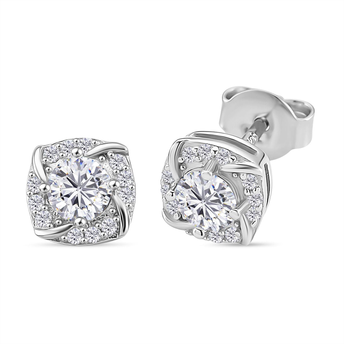 RADIANTA GRA zertifiziert Moissanit (D-VVS) Ohrringe 925 Silber rhodiniert ca. 0.72 ct