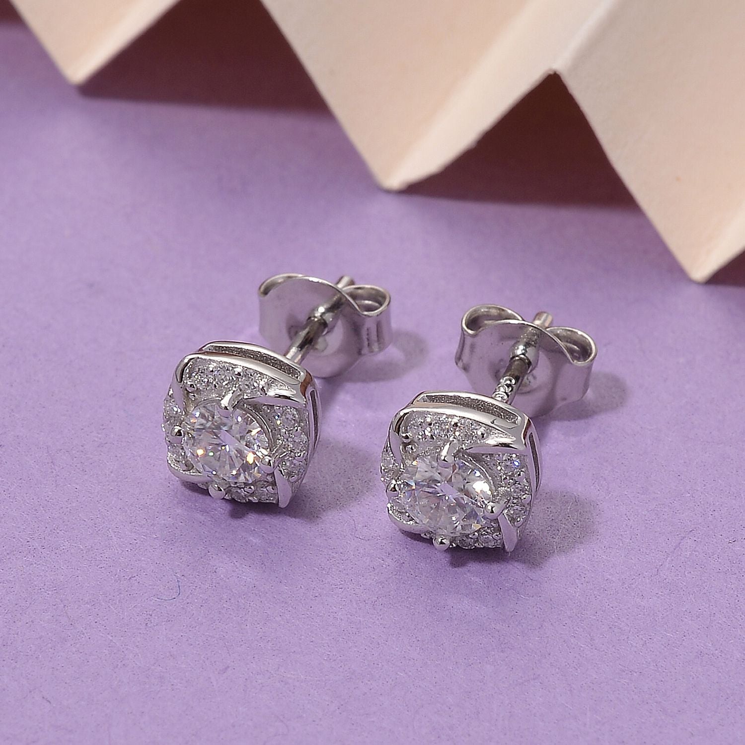 RADIANTA GRA zertifiziert Moissanit (D-VVS) Ohrringe 925 Silber rhodiniert ca. 0.72 ct