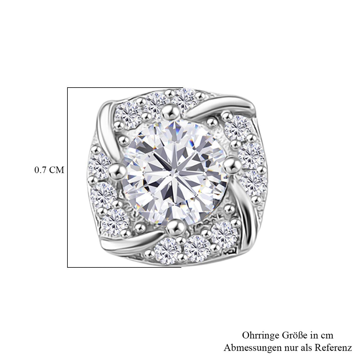 RADIANTA GRA zertifiziert Moissanit (D-VVS) Ohrringe 925 Silber rhodiniert ca. 0.72 ct