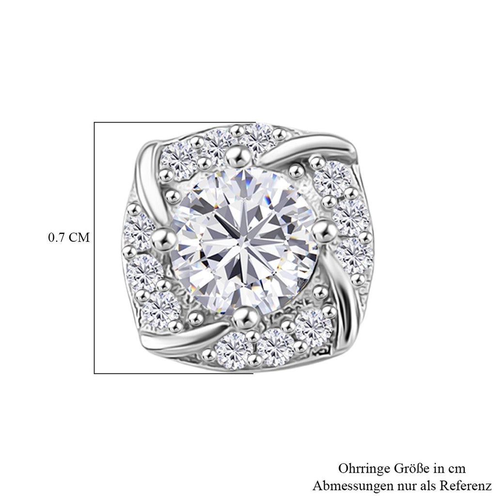 RADIANTA GRA zertifiziert Moissanit (D-VVS) Ohrringe 925 Silber rhodiniert ca. 0.72 ct