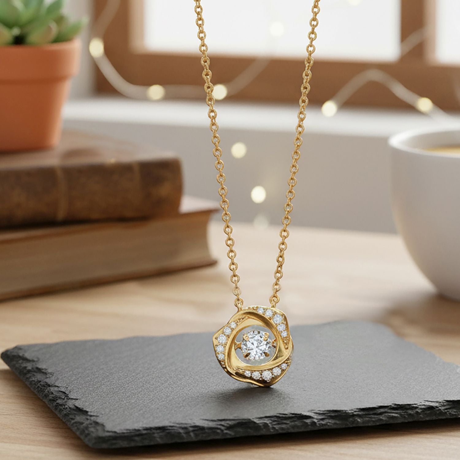 RADIANTA GRA zertifiziert Moissanit (D-VVS) Halskette ca. 45 cm 925 Silber vergoldet ca. 0.51 ct