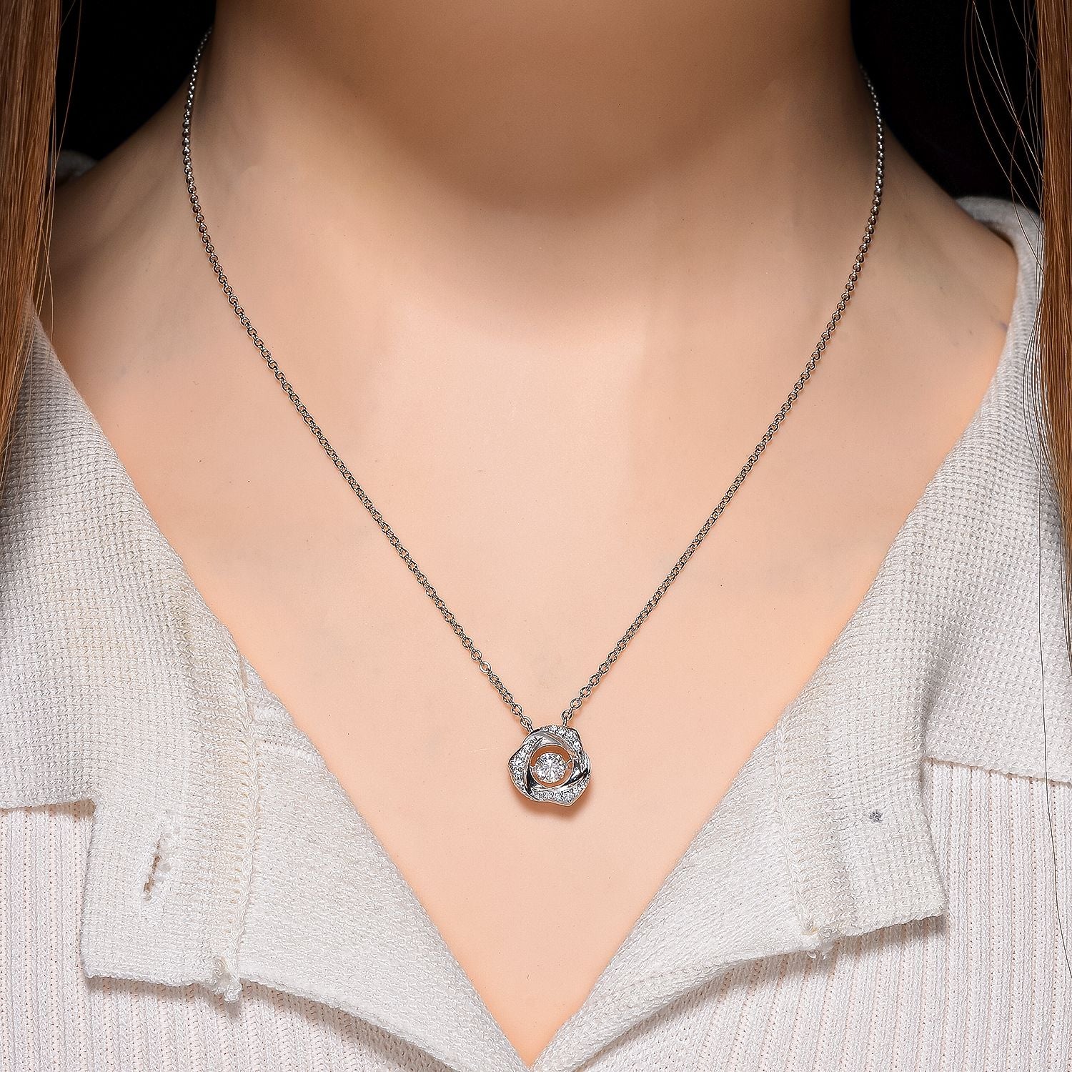 RADIANTA GRA zertifiziert Moissanit (D-VVS) Halskette ca. 45 cm 925 Silber rhodiniert ca. 0.51 ct
