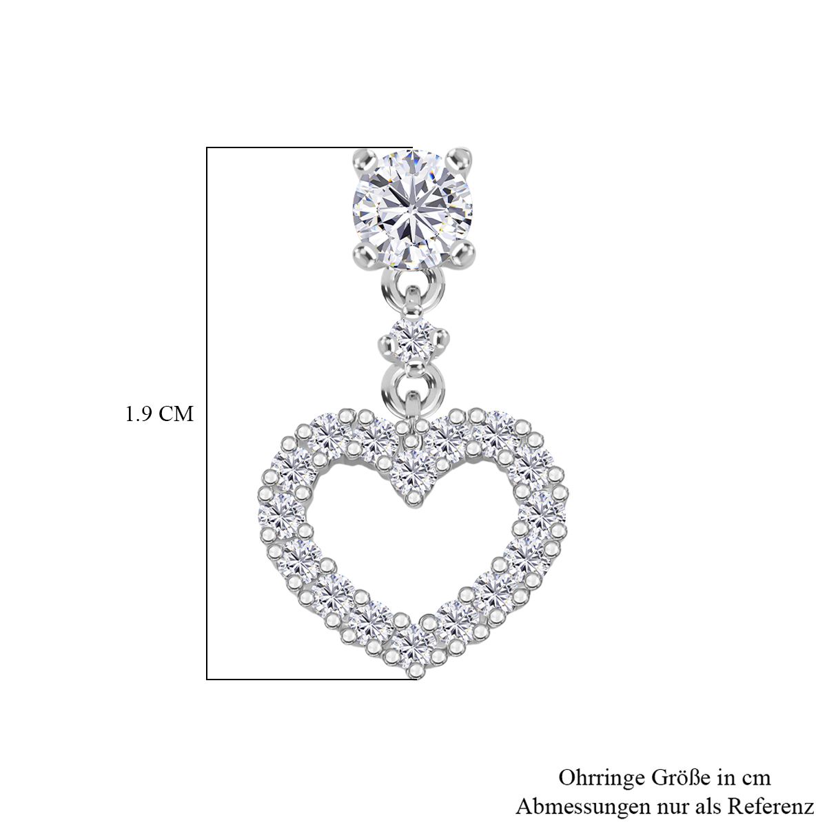 RADIANTA GRA zertifiziert Moissanit (D-VVS) Ohrringe 925 Silber rhodiniert ca. 1.00 ct