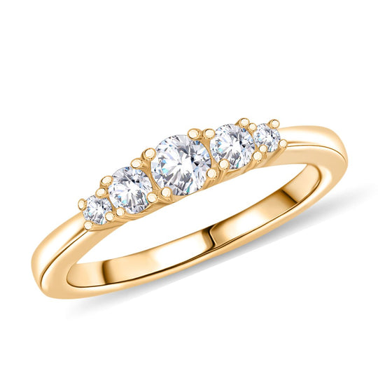 RADIANTA GRA zertifiziert Moissanit (D-VVS) Ring 925 Silber vergoldet (Größe 17.00) ca. 0.49 ct