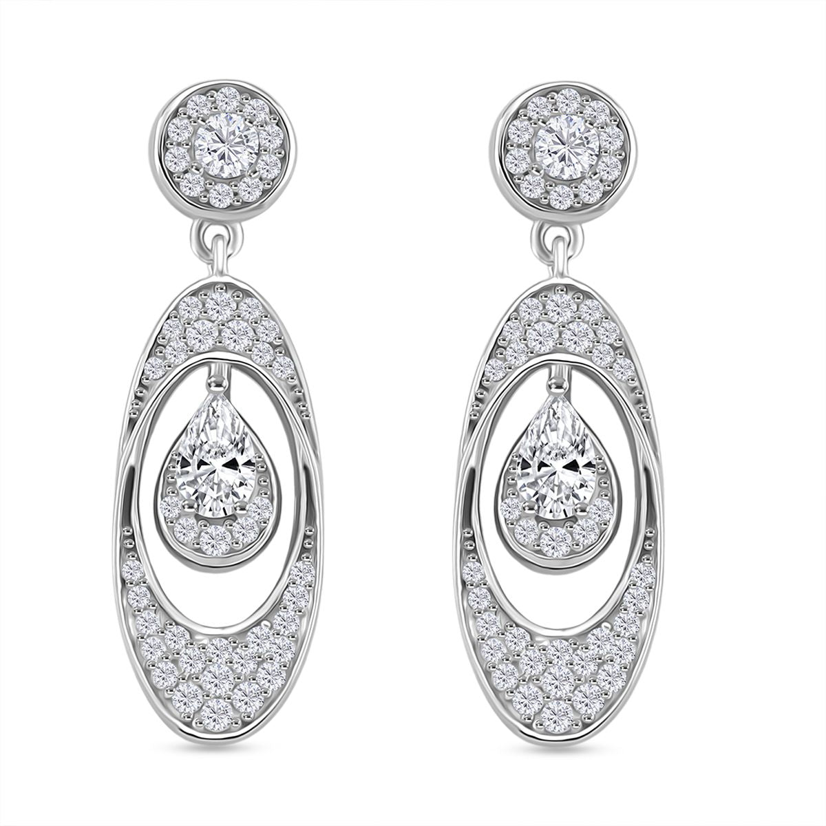 RADIANTA GRA zertifiziert Moissanit (D-VVS) Ohrringe 925 Silber rhodiniert ca. 1.01 ct