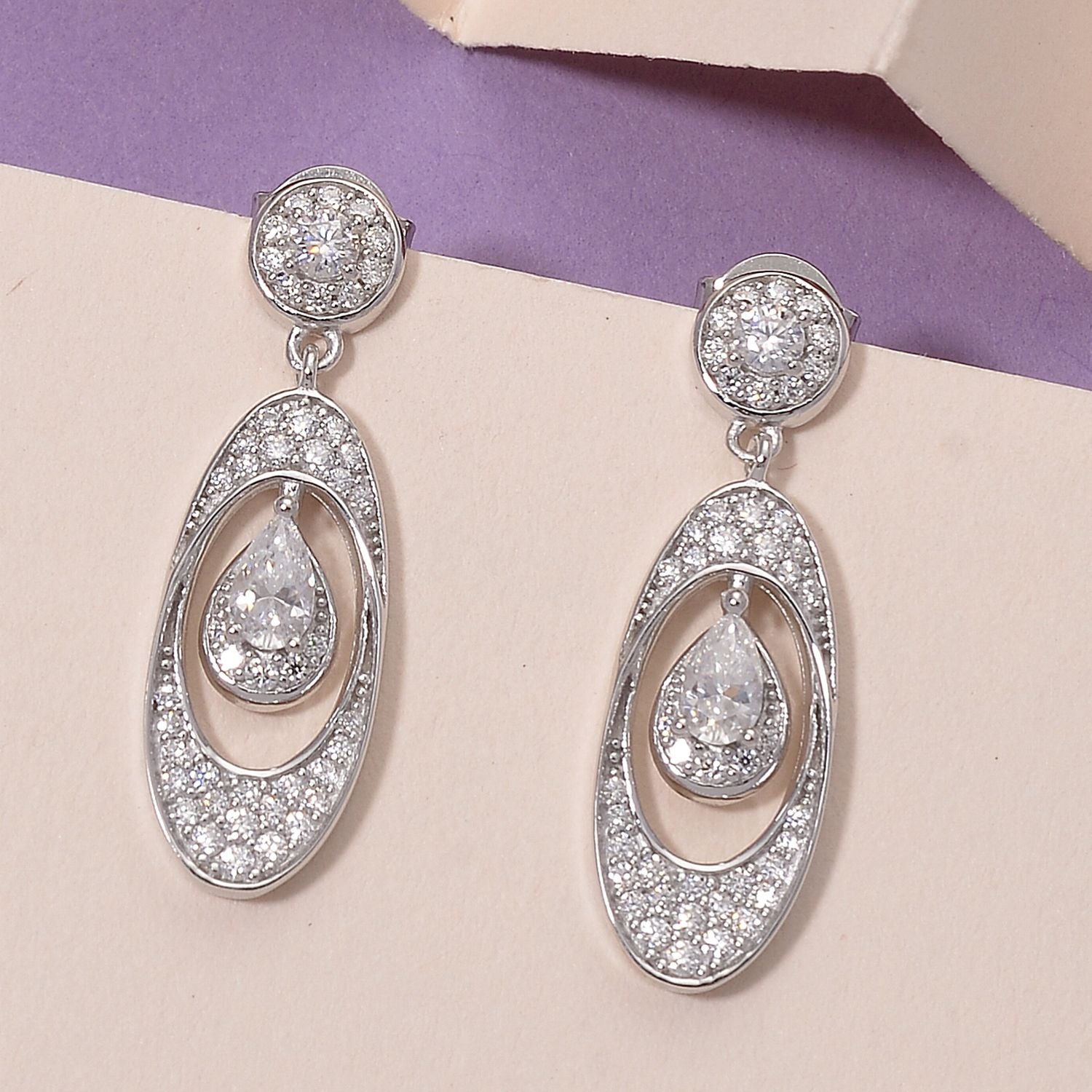 RADIANTA GRA zertifiziert Moissanit (D-VVS) Ohrringe 925 Silber rhodiniert ca. 1.01 ct