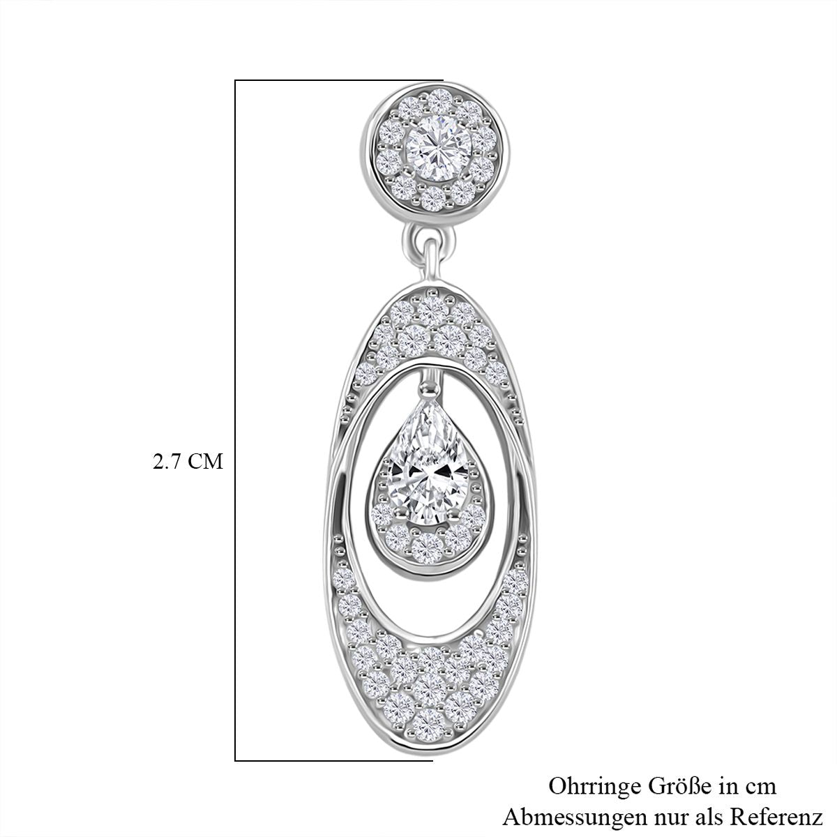 RADIANTA GRA zertifiziert Moissanit (D-VVS) Ohrringe 925 Silber rhodiniert ca. 1.01 ct