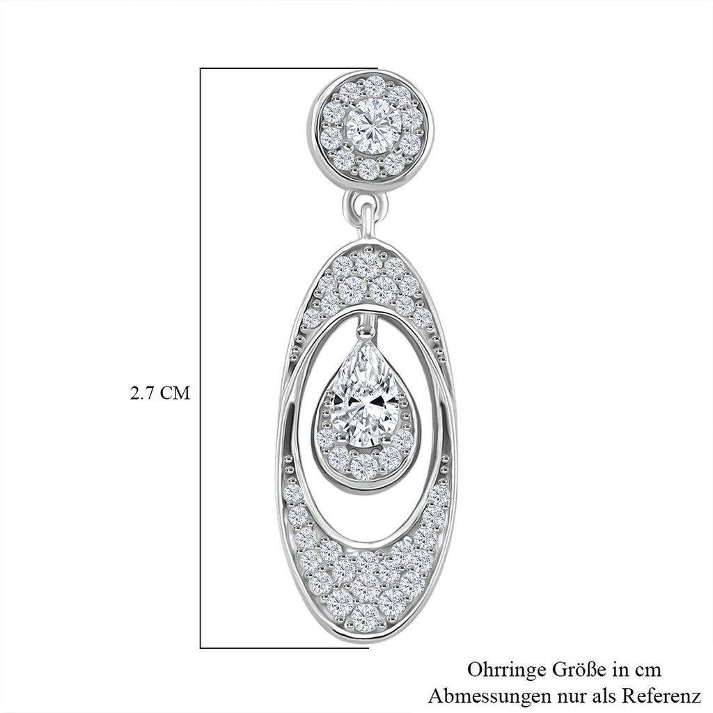 RADIANTA GRA zertifiziert Moissanit (D-VVS) Ohrringe 925 Silber rhodiniert ca. 1.01 ct