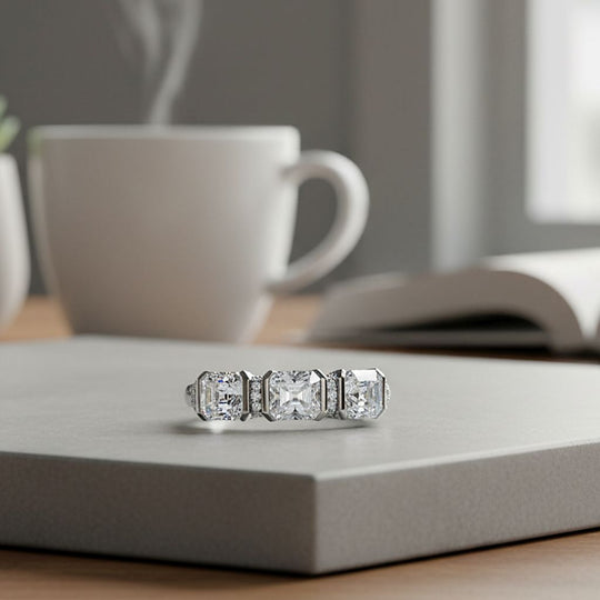 RADIANTA GRA zertifiziert Moissanit (D-VVS) Ring 925 Silber rhodiniert (Größe 19.00) ca. 2.06 ct