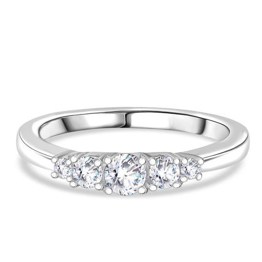 RADIANTA GRA zertifiziert Moissanit (D-VVS) Ring 925 Silber rhodiniert (Größe 17.00) ca. 0.49 ct