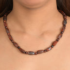 Leopard Jaspis, Rotes Tigerauge Halskette ca. 50 cm Nickelfreies Messing platiniert ca. 193.00 ct