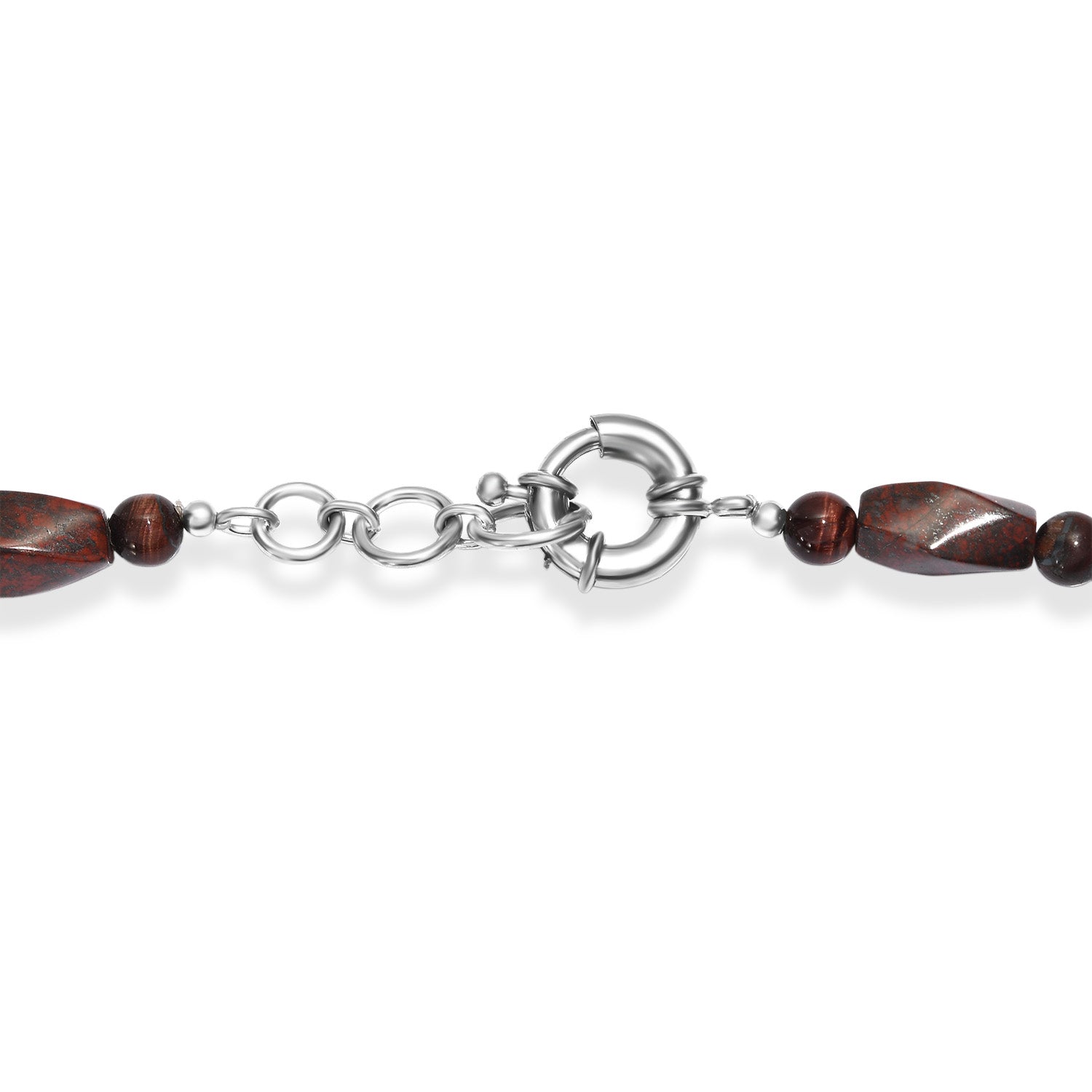 Leopard Jaspis, Rotes Tigerauge Halskette ca. 50 cm Nickelfreies Messing platiniert ca. 193.00 ct