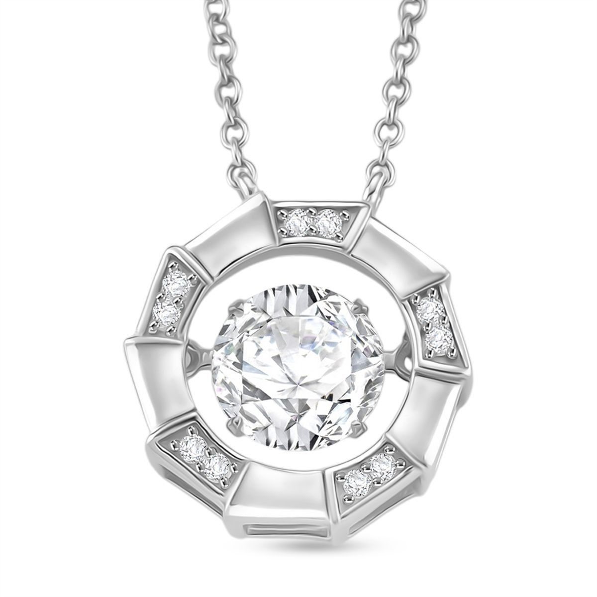RADIANTA GRA zertifiziert Moissanit (D-VVS) Halskette ca. 45 cm 925 Silber rhodiniert ca. 1.88 ct