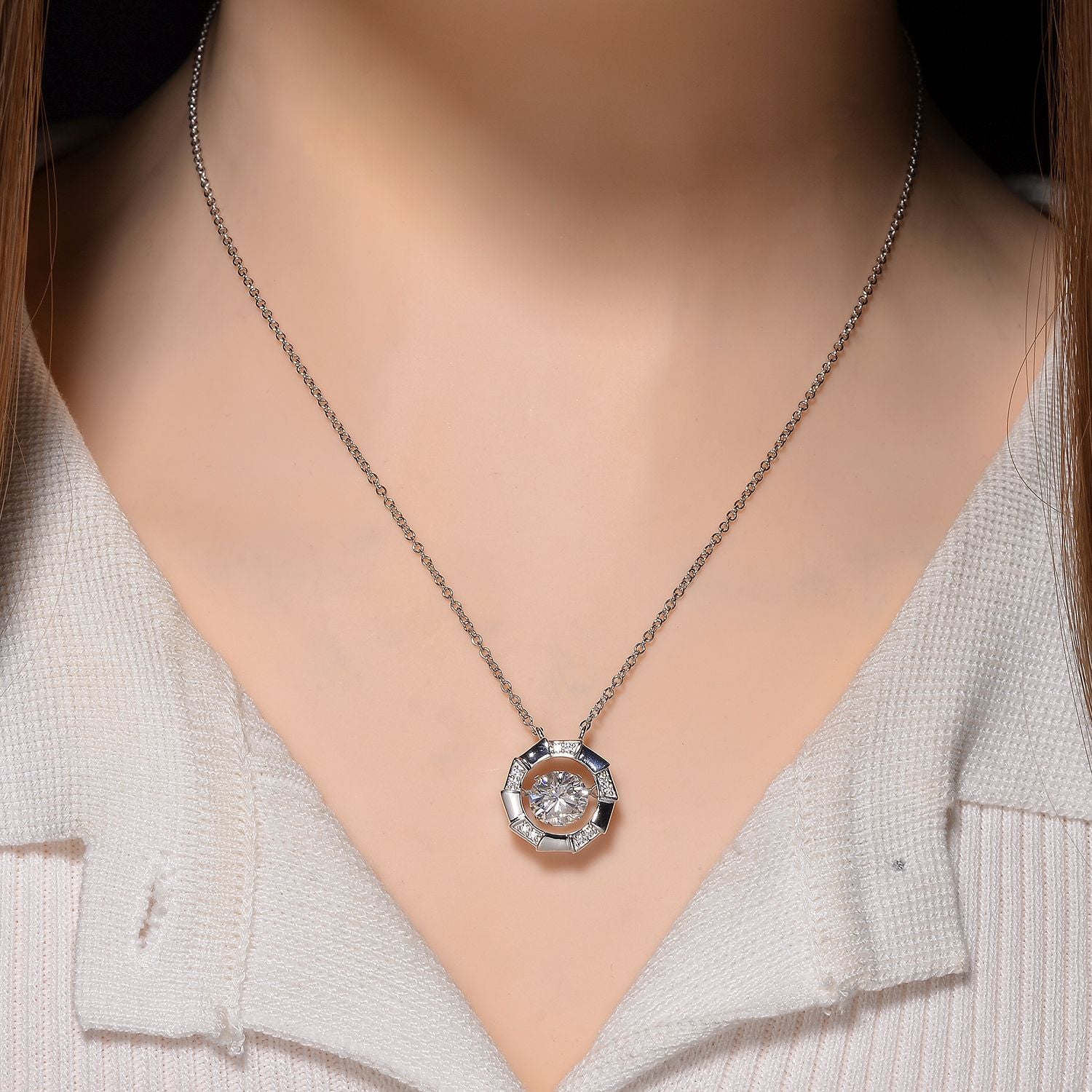 RADIANTA GRA zertifiziert Moissanit (D-VVS) Halskette ca. 45 cm 925 Silber rhodiniert ca. 1.88 ct