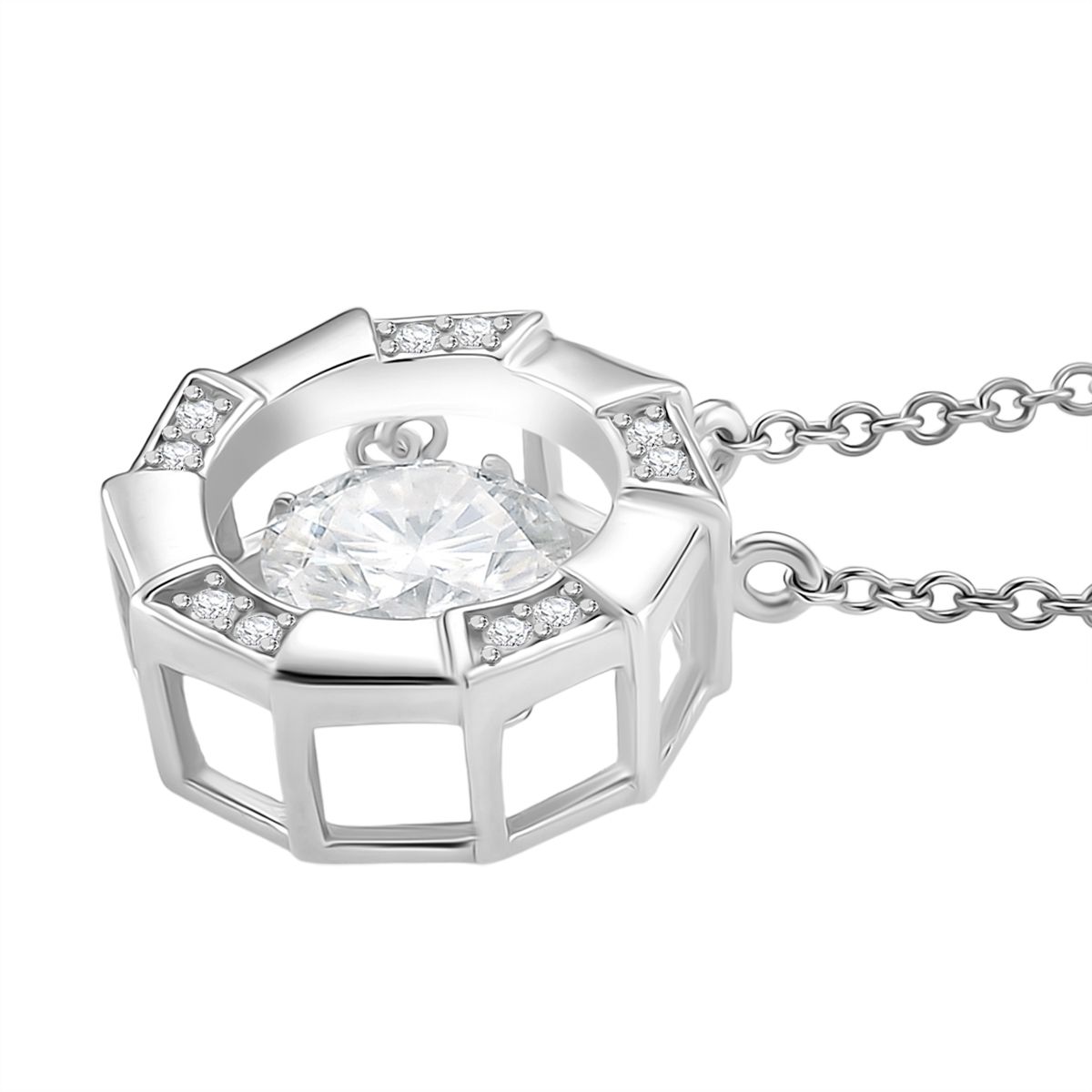 RADIANTA GRA zertifiziert Moissanit (D-VVS) Halskette ca. 45 cm 925 Silber rhodiniert ca. 1.88 ct