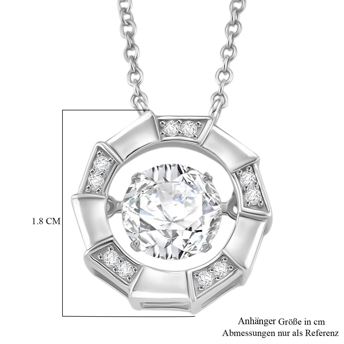 RADIANTA GRA zertifiziert Moissanit (D-VVS) Halskette ca. 45 cm 925 Silber rhodiniert ca. 1.88 ct