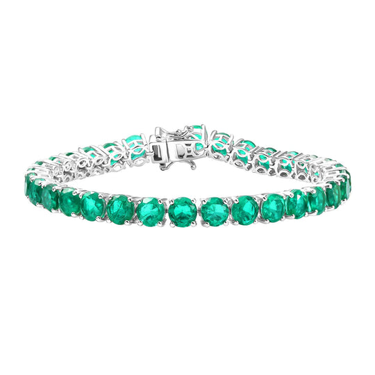 D'Joy Smaragd-Quarz Triplette Armband ca. 19 cm 925 Silber rhodiniert ca. 32,46 ct.
