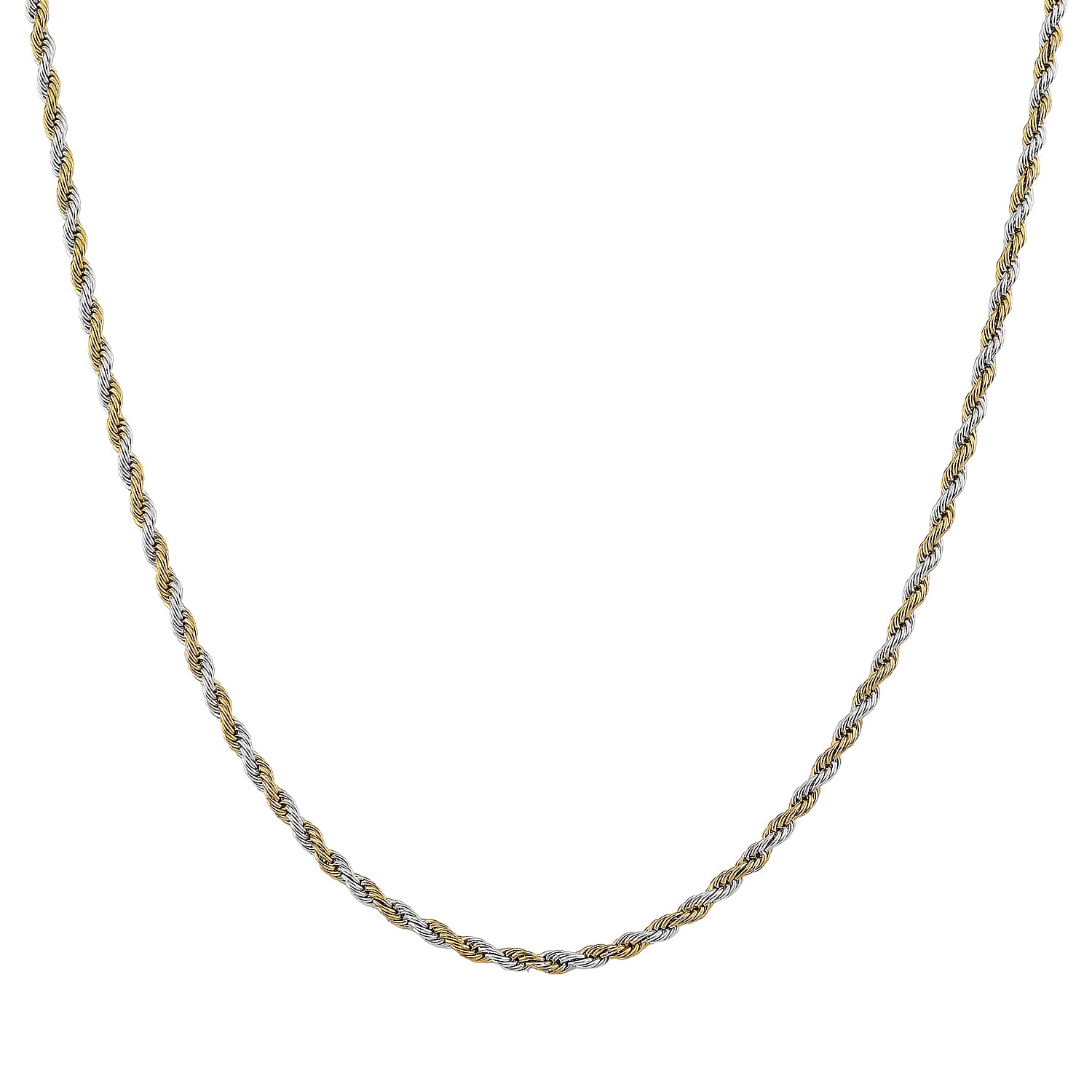 Kordelkette, 316L Edelstahl Bicolor, ca. 50 cm + 5 cm Extender, ca. 19,20g
